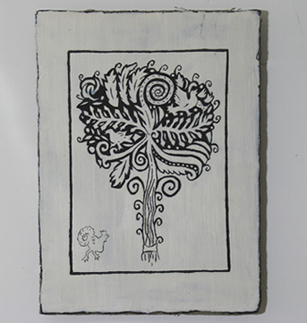 Sgraffito-Tafel „Lebensbaum“, 49 × 36 cm